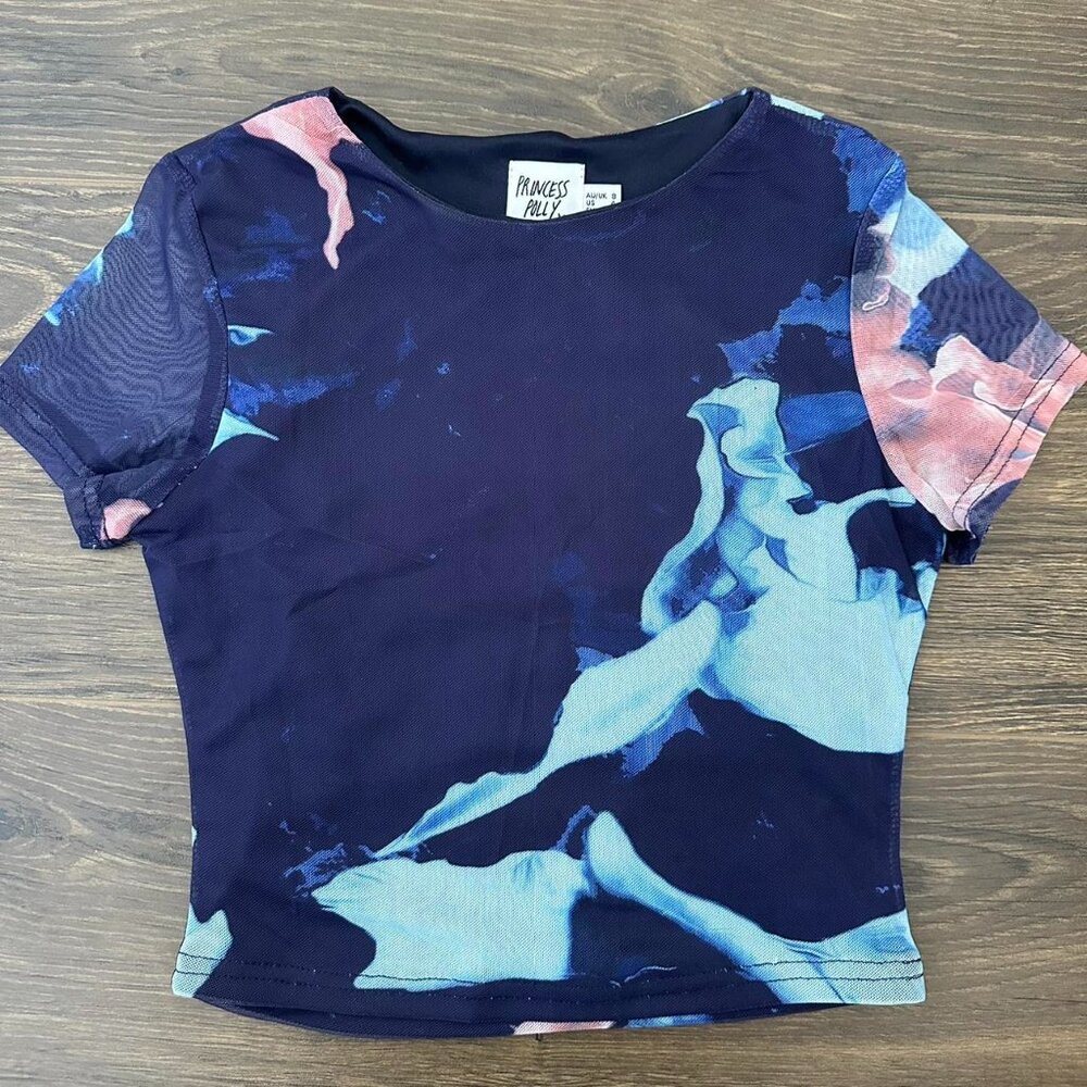 PRINCESS POLLY - BLUE ABSTRACT TEE
